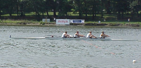 The varsity four coming into the finish at the IRA.
